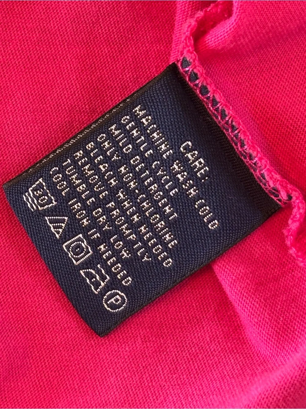 Ralph Lauren Bright Pink V-Neck Shirt with Blue Pony, Size: S (youth/girls) hi